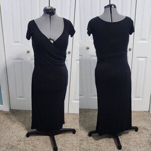 Vince Front Wrap Dress Size L EUC Black - Vince Black Dress